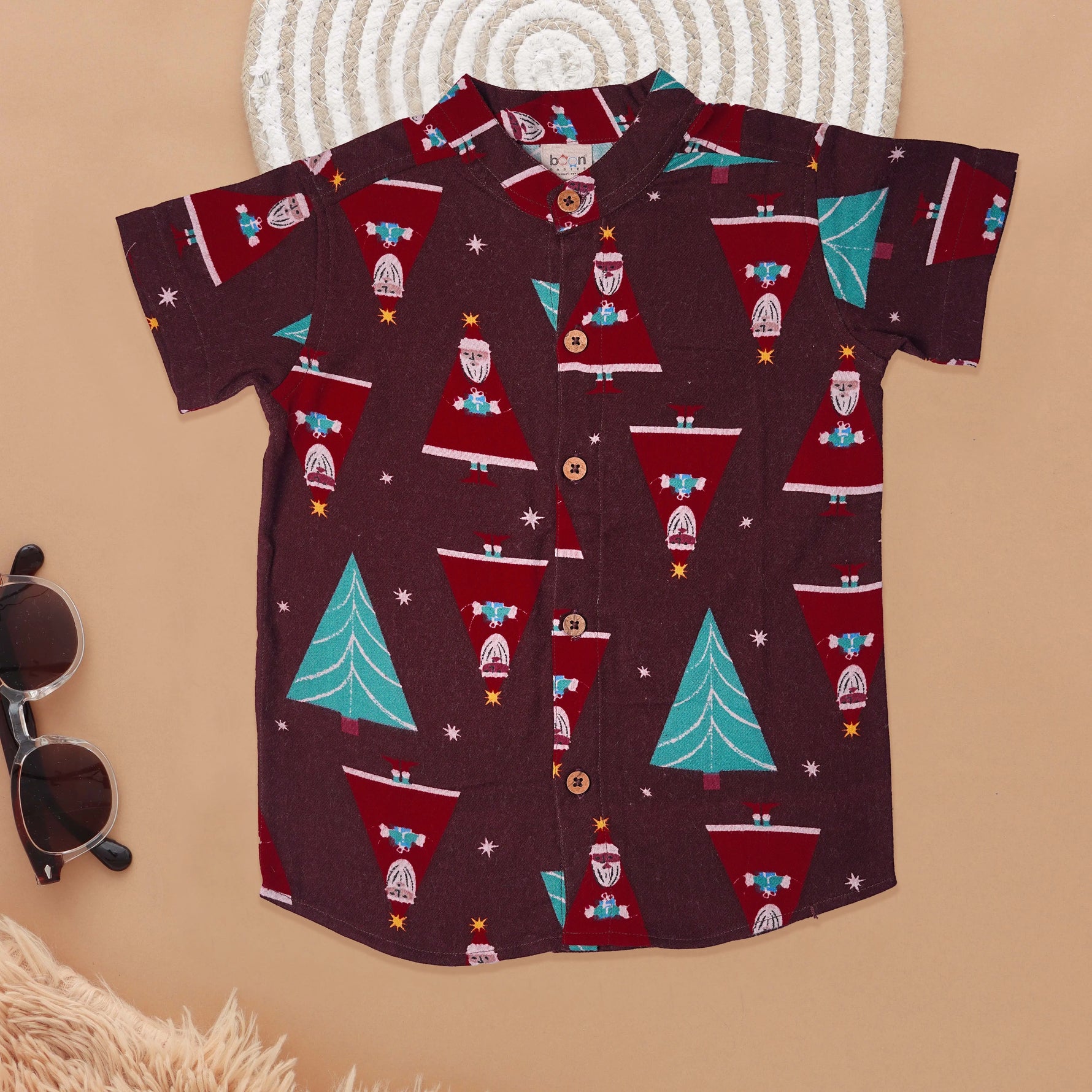 Festive Fun Boys Shirt - Santa Tree Pattern Boon Babies