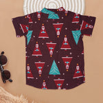 Festive Fun Boys Shirt - Santa Tree Pattern Boon Babies