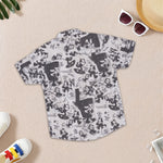 Boys cotton Mandarin collar printed shirt with cartoon design from Boon Babies, suitable for ages 6-12 months.
