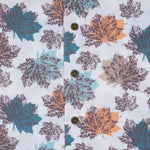 Boys cotton Mandarin collar printed shirt by Boon Babies with leaf pattern, Chinese collar, suitable for 6-12 months.