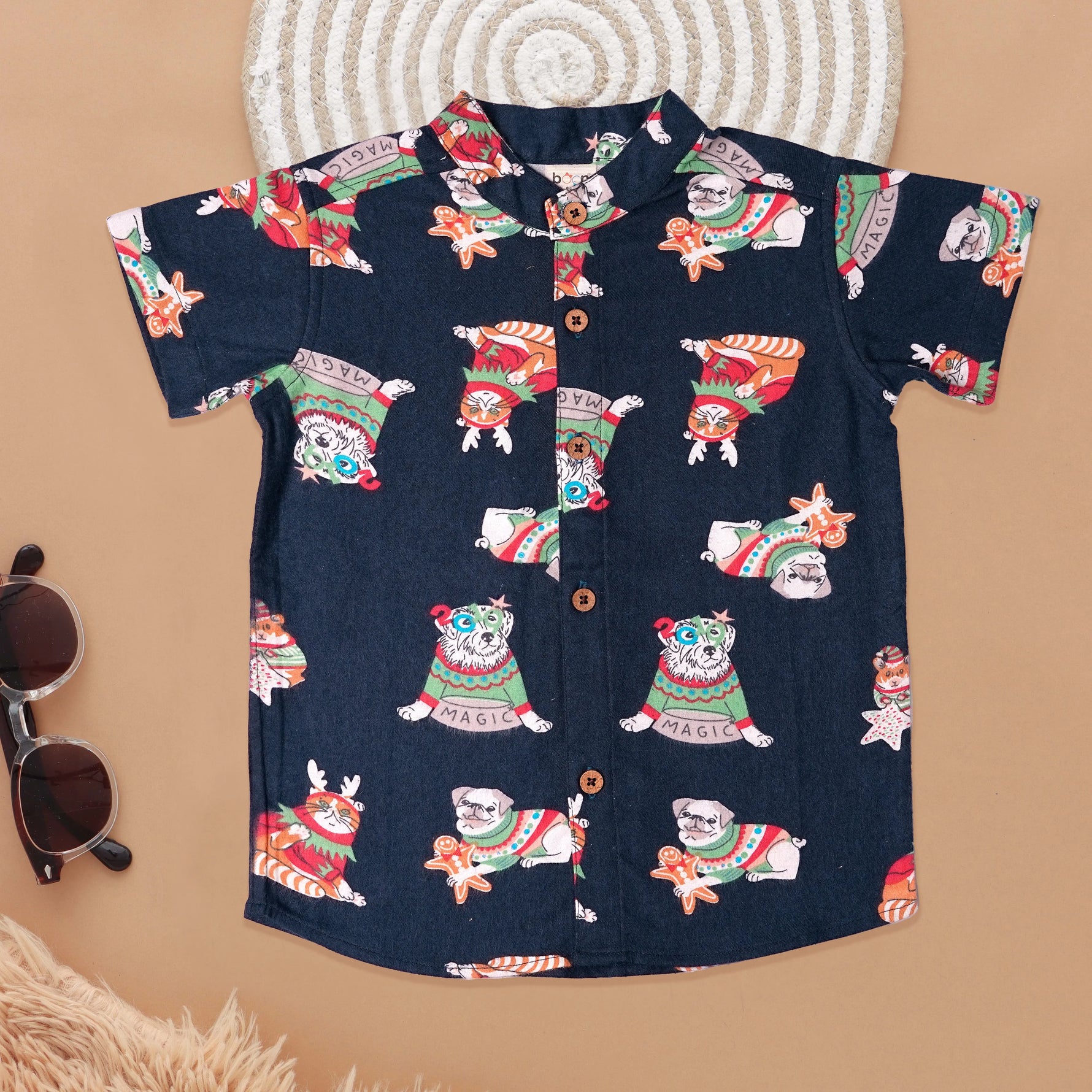 Boys Playful Cat Holiday Shirt - Fun and Festive! Boon Babies