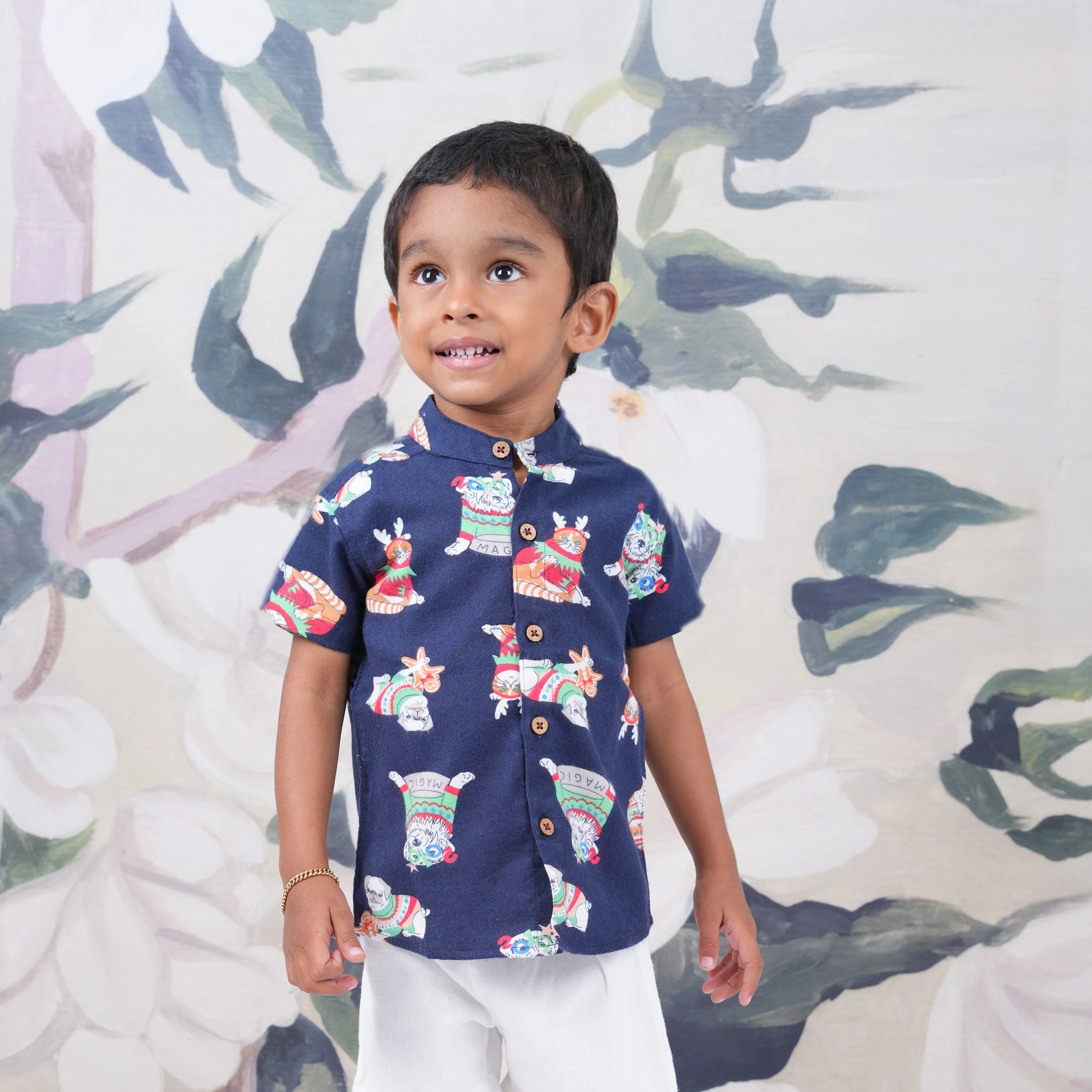 Boys Playful Cat Holiday Shirt - Fun and Festive! Boon Babies