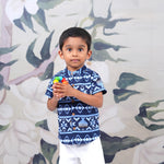 Stylish Geometric Print Boys Shirt - Festive Blue Boon Babies