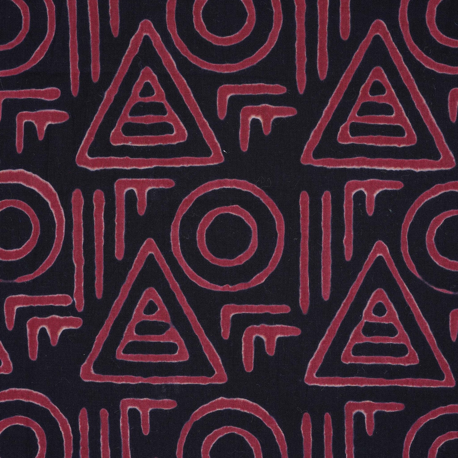 Red Tribal Printed Cotton Shirt – Chinese Collar