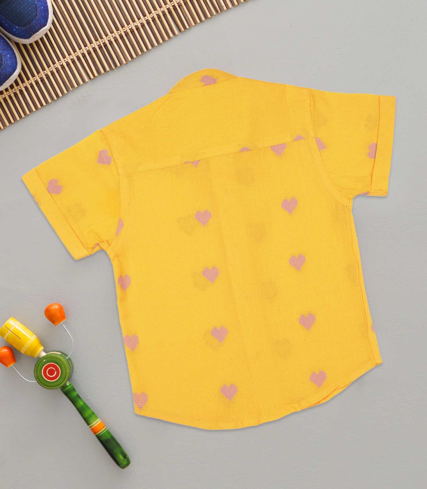 Boys Handloom Cotton Mandarin Collar Casual Shirt – Yellow Heart