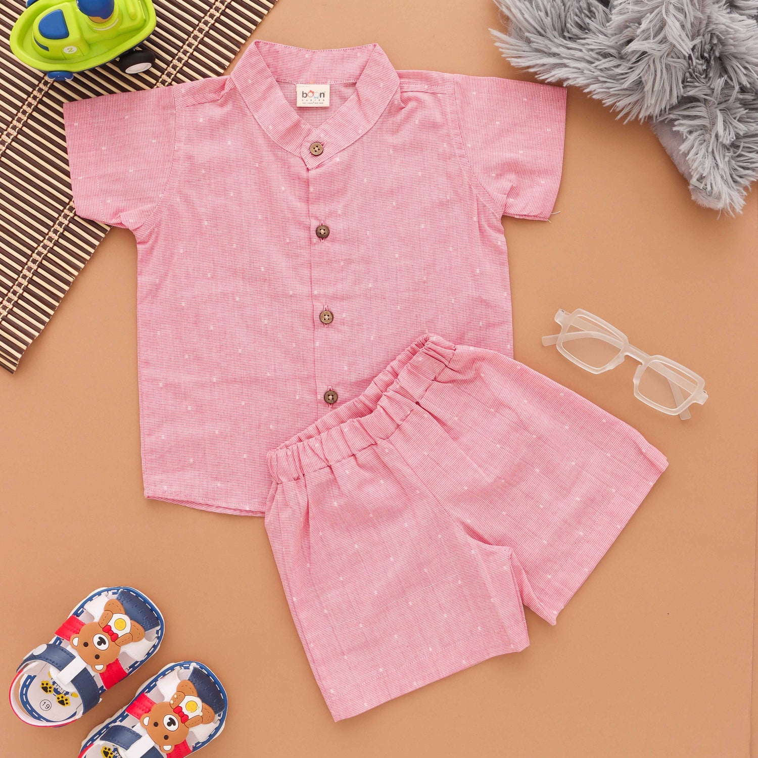 Playtime Cute: Boys Pink Shirt With Shorts Combo Boon Babies