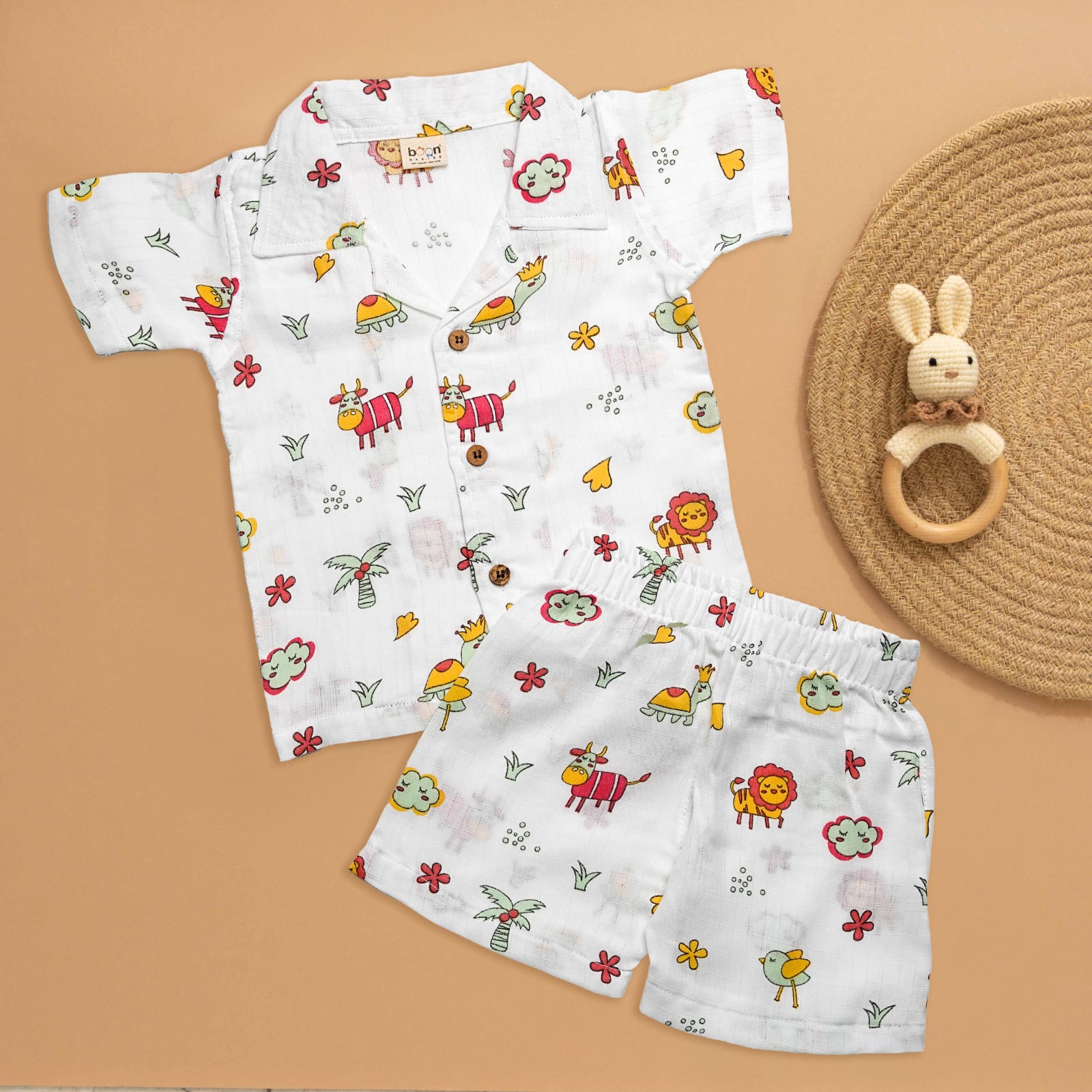 Cartoon Craze: Fun Printed Boys Shirt and Shorts Combo Boon Babies