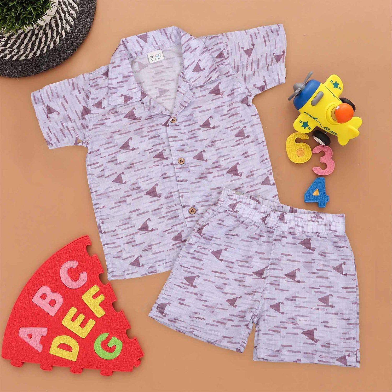 Trendy Boys Co-ord Set – Cotton Shirt & Shorts for Summer Comfort