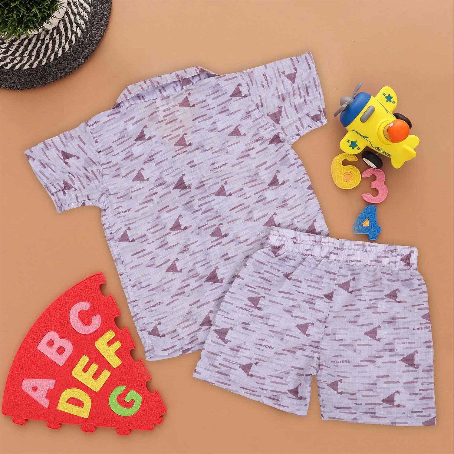 Trendy Boys Co-ord Set – Cotton Shirt & Shorts for Summer Comfort