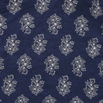Navy blue floral print boys' shirt and shorts set by Boon Babies, open collar style, perfect for trendy little boys.