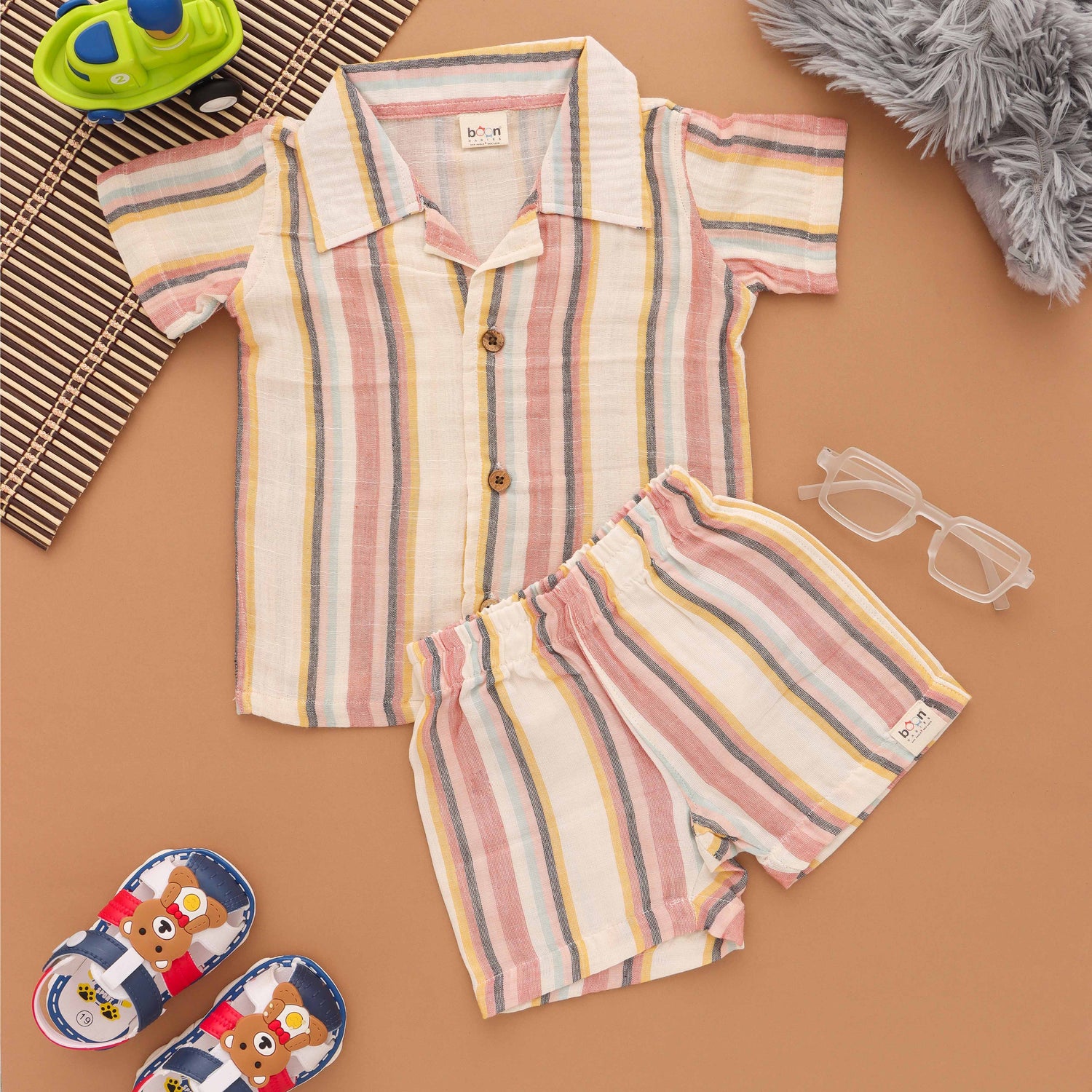 Stylish Stripes: Boys Shirt and Shorts Set Boon Babies