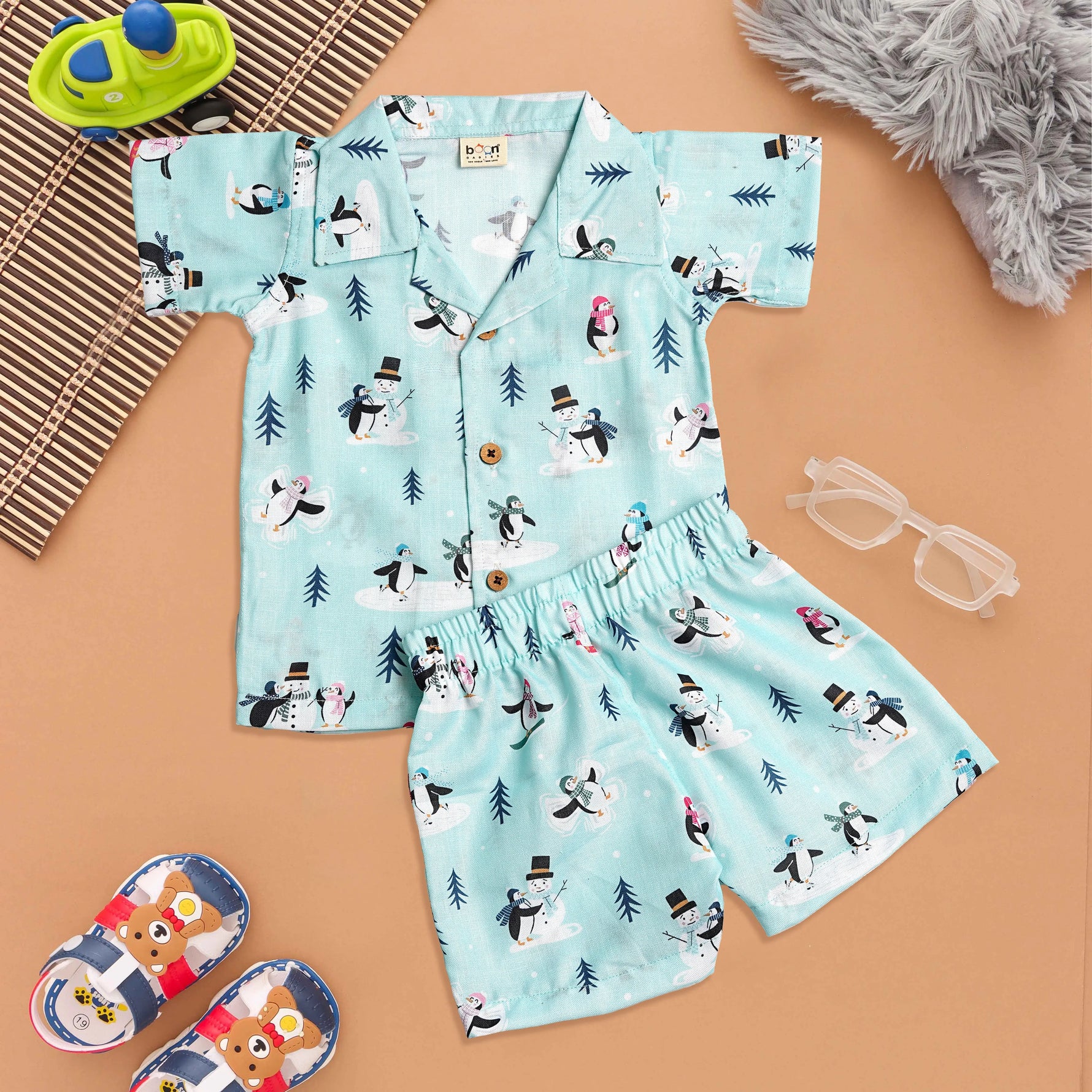 Chill Penguins Kids Shirt & Shorts Set - Perfect for Playful Days Boon Babies