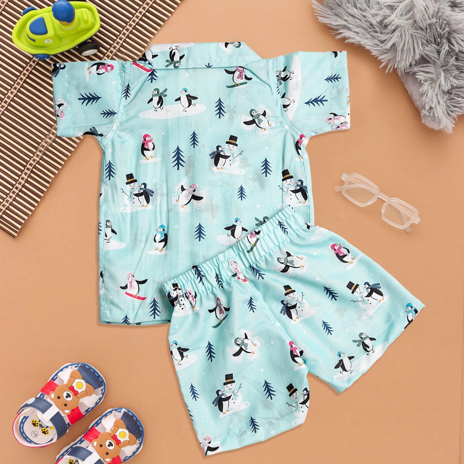 Chill Penguins Kids Shirt & Shorts Set - Perfect for Playful Days Boon Babies