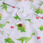 Green Dino Love Open-Collar Boys Shirt Boon Babies
