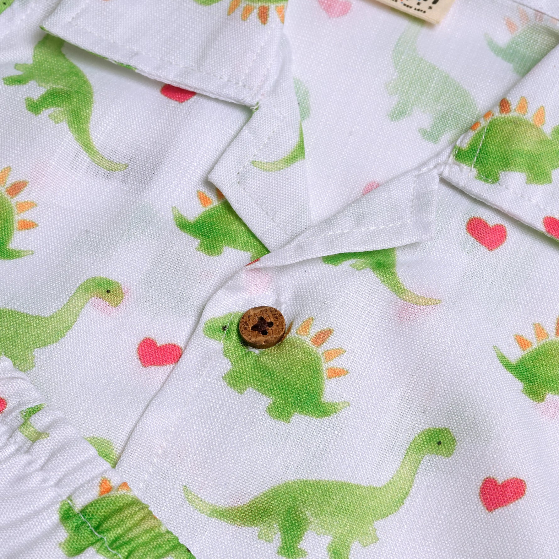 Green Dino Love Open-Collar Boys Shirt Boon Babies