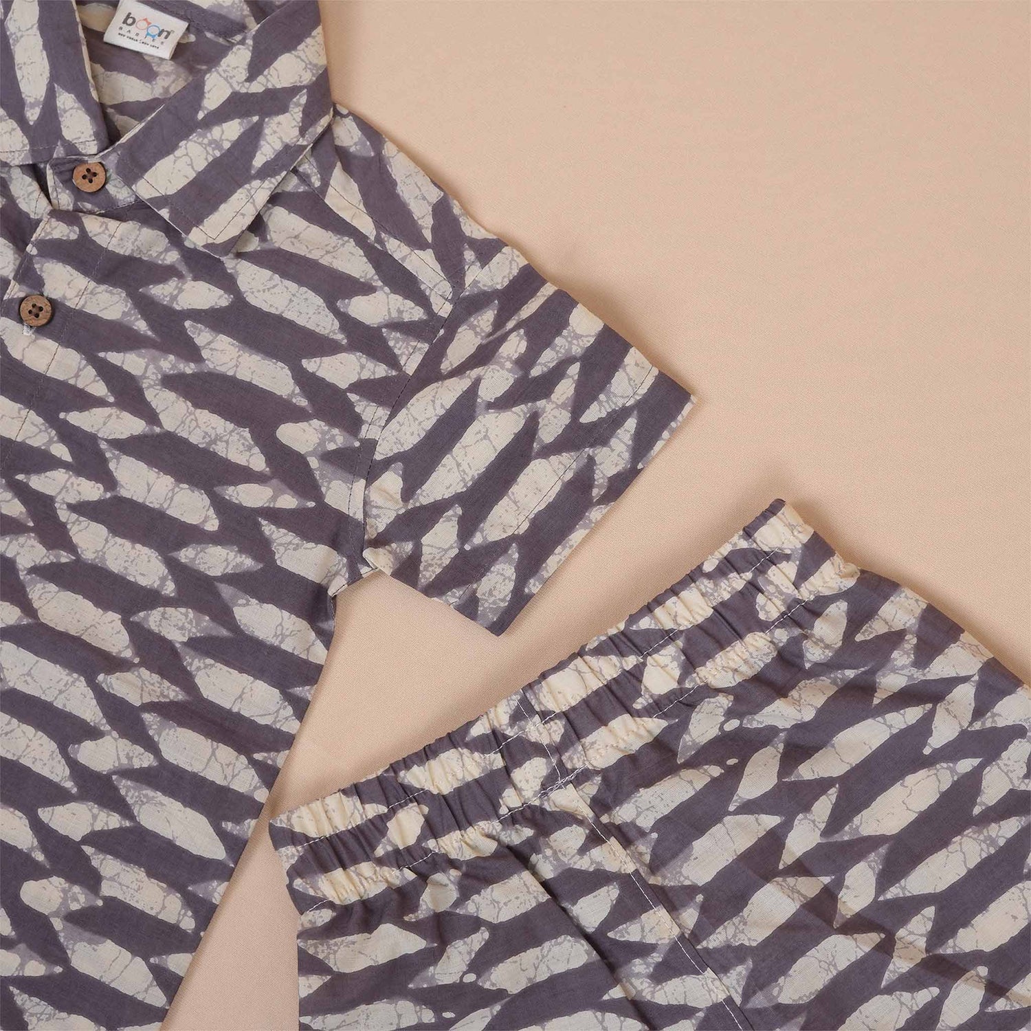 Boys Cotton Shirt and Shorts Set – Abstract Batik Print Combo