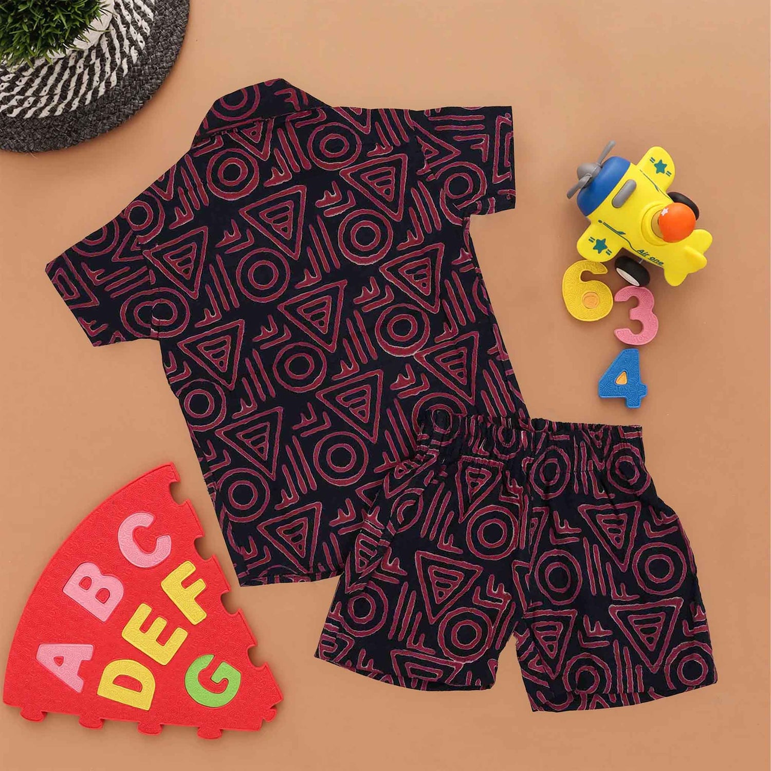 Tribal Print Boys Cotton Shirt and Shorts Set