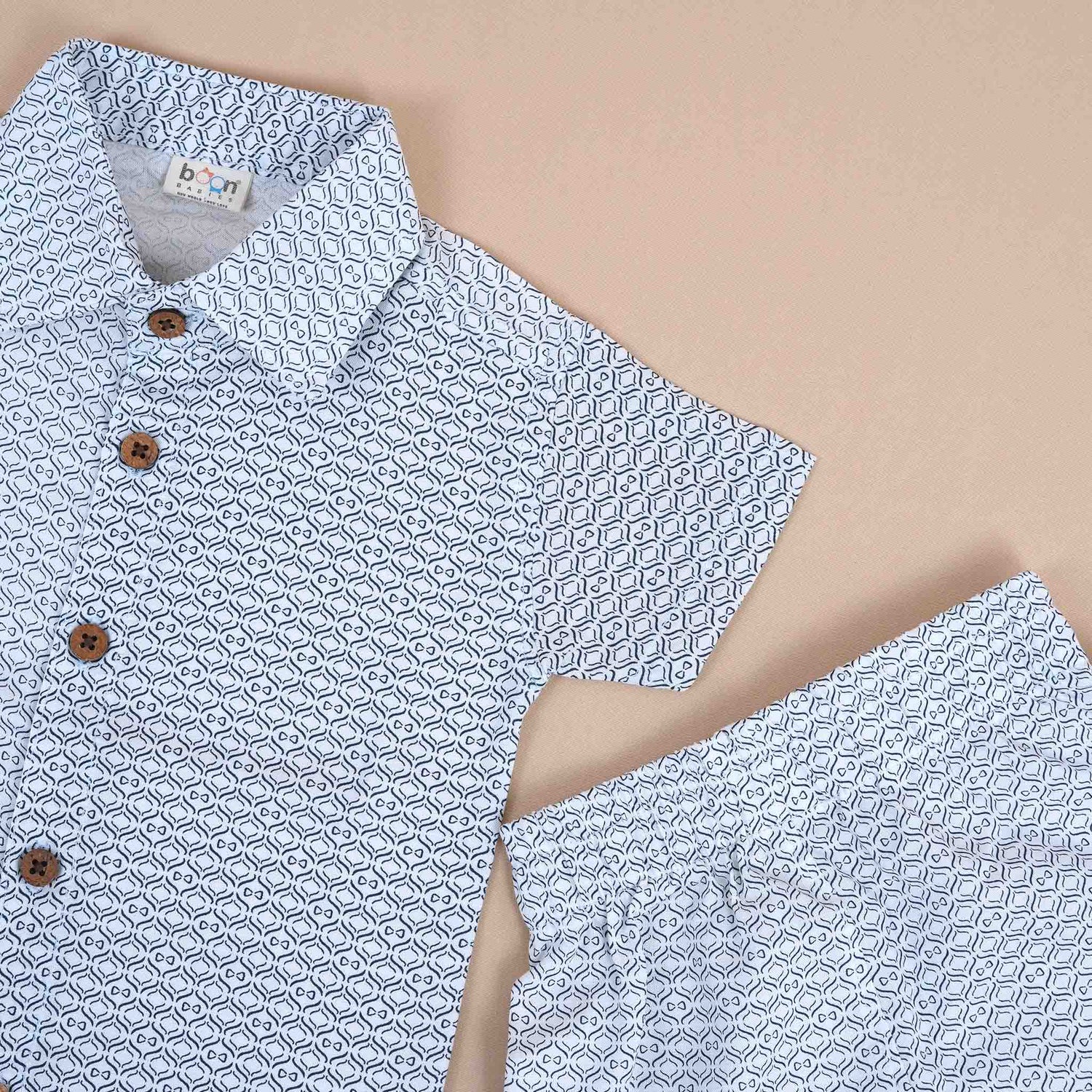 Boys Striped Cotton Shirt & Shorts – Chevron Mix