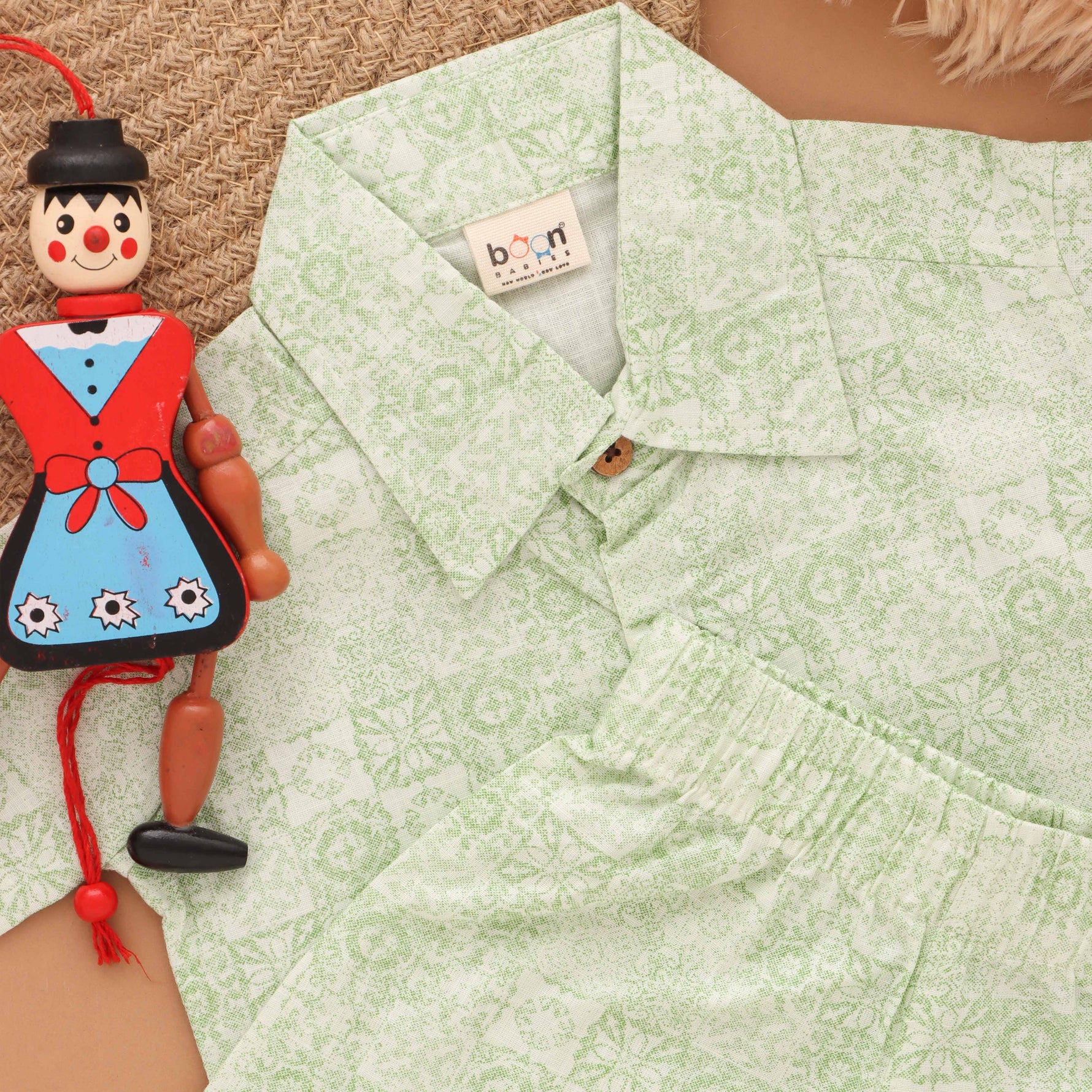 Patterned Play: Floral Tile Print Boys' Shirt and Coordinated Shorts Boon Babies