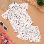 Rhythm and Style: Adorable Music Print Boys' Shirt with Matching Shorts Boon Babies