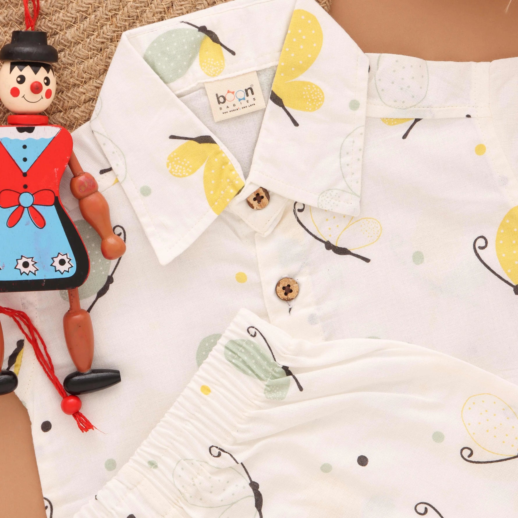 Winged Wonders: Charming Boys' Butterfly Print Shirt and Shorts Boon Babies