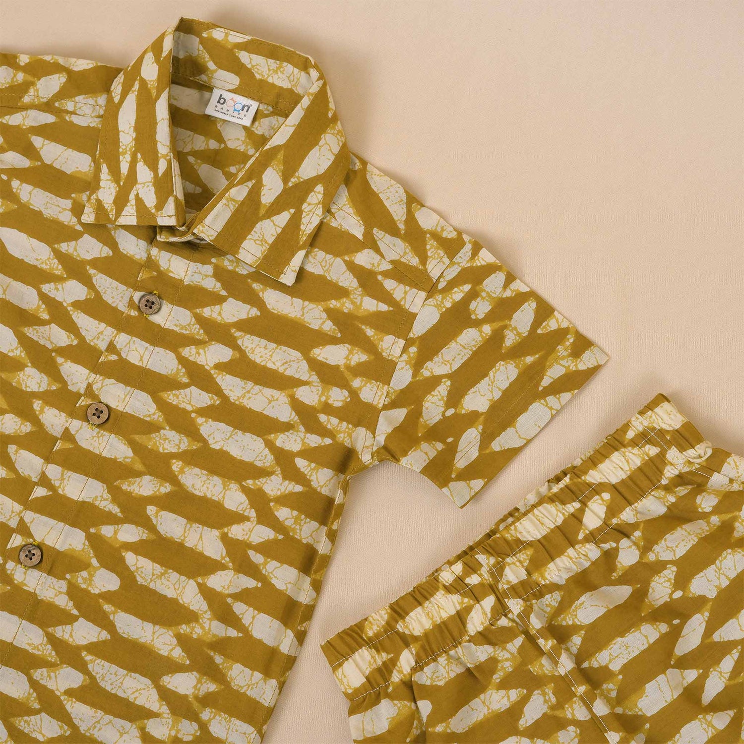 Zigzag Style: Boys' Chevron Pattern Shirt and Coordinated Shorts