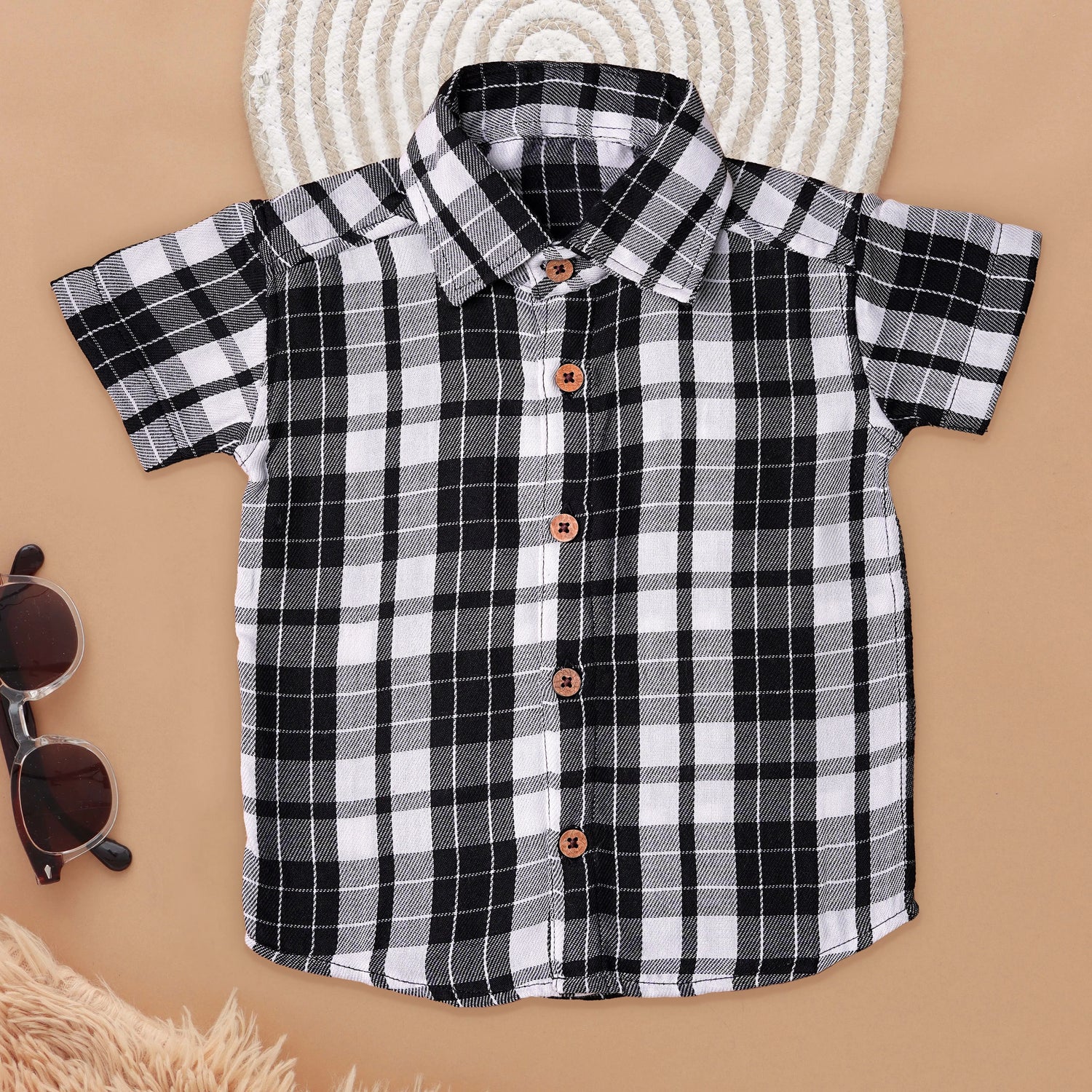 Comfortable and Trendy Boys’ Checkered Cotton Shirt Boon Babies