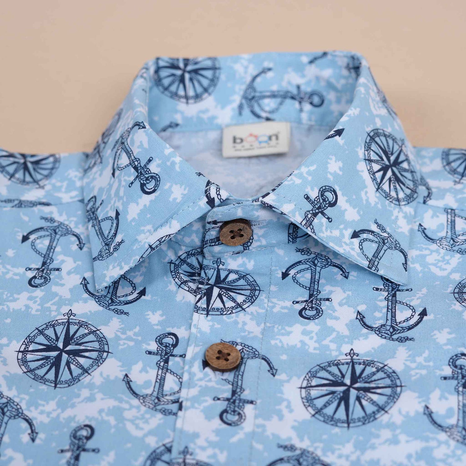 Boys Cotton Anchor & Compass Shirt – Nautical Explorer Style