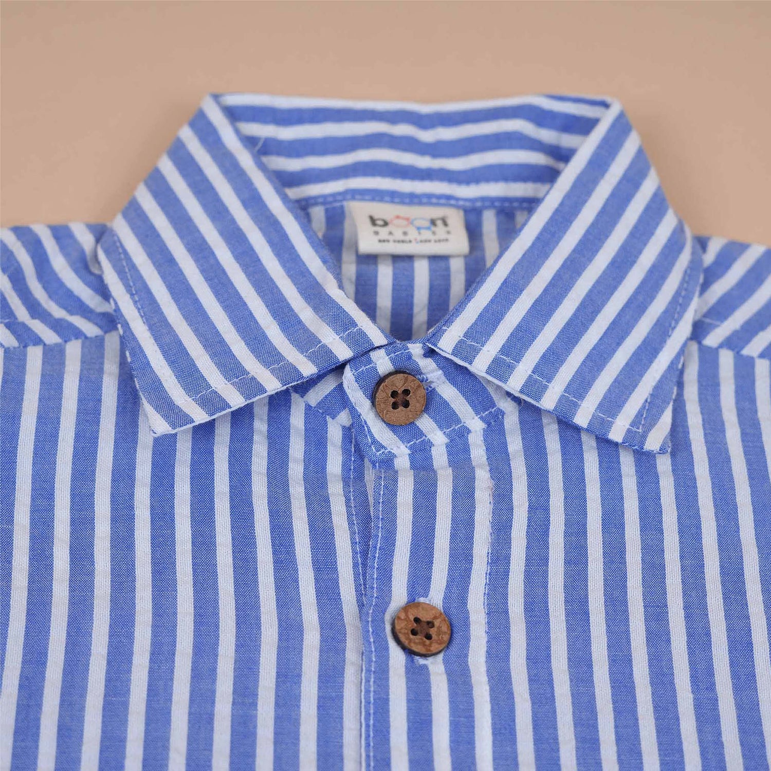 Boys Cotton Shirt – Blue Brushstroke Pattern