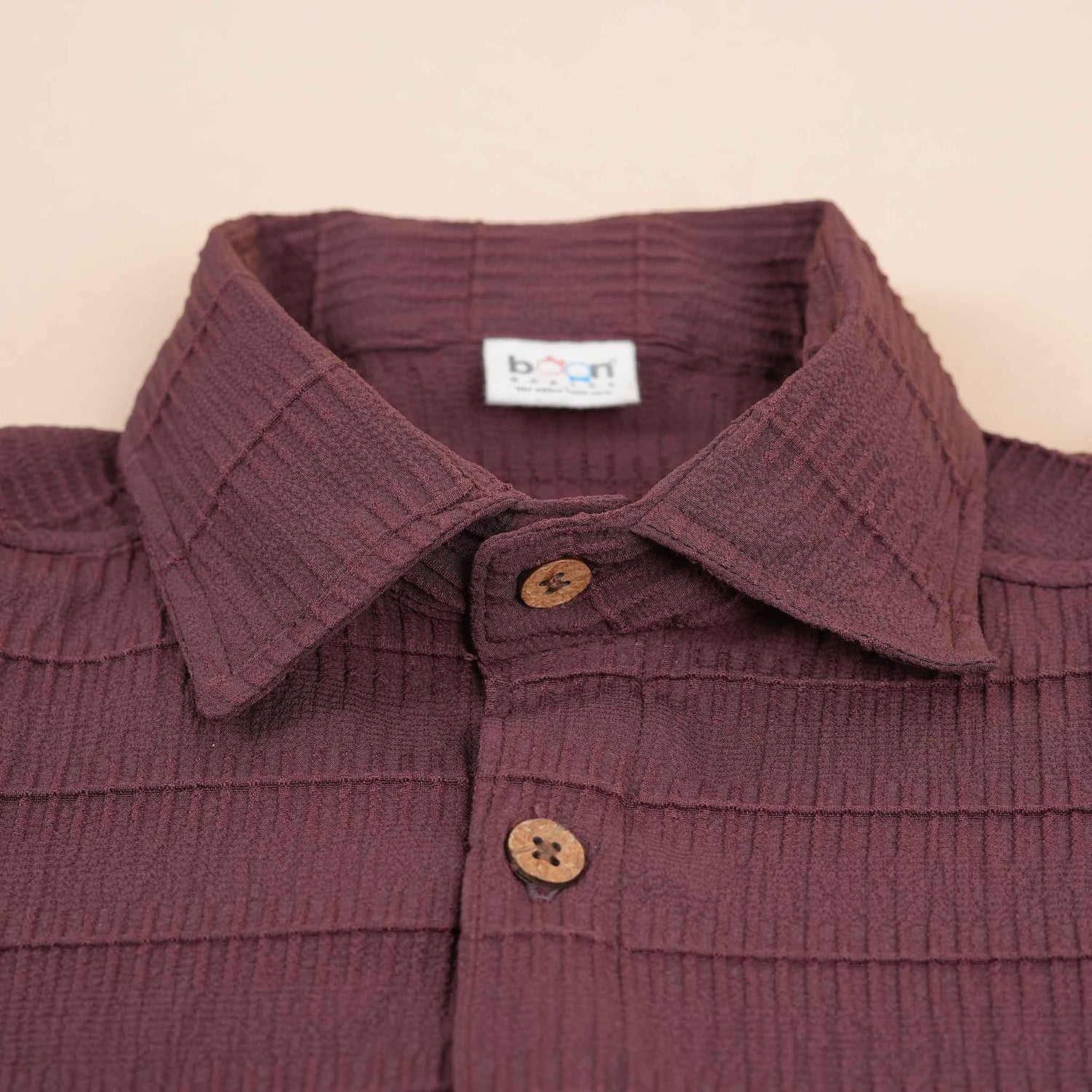 Boys Cotton Shirt – Brown Floral Jaal Print