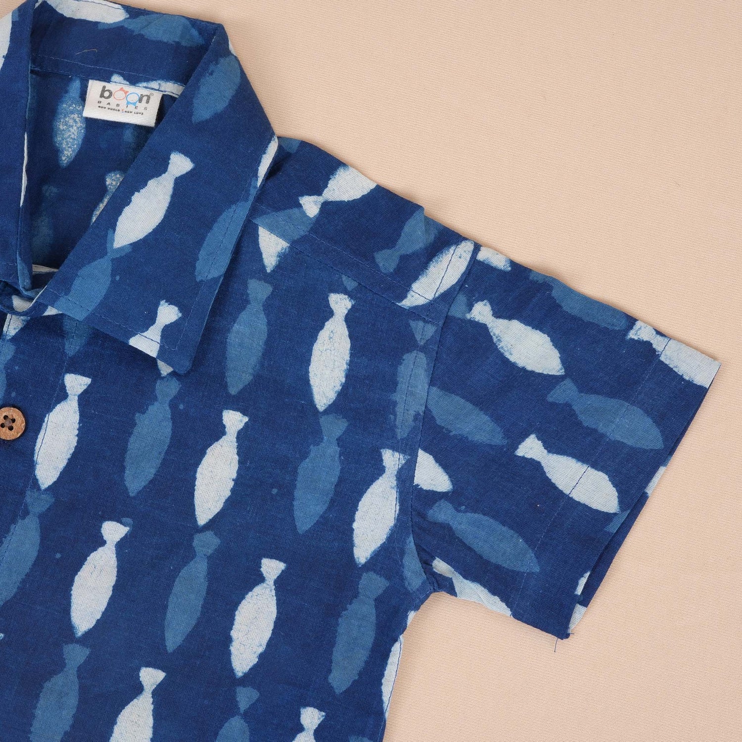 Boys Cotton Fish Block Print Shirt – Nautical Vibes