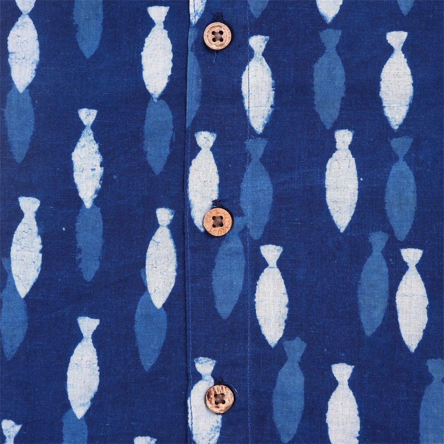 Boys Cotton Fish Block Print Shirt – Nautical Vibes