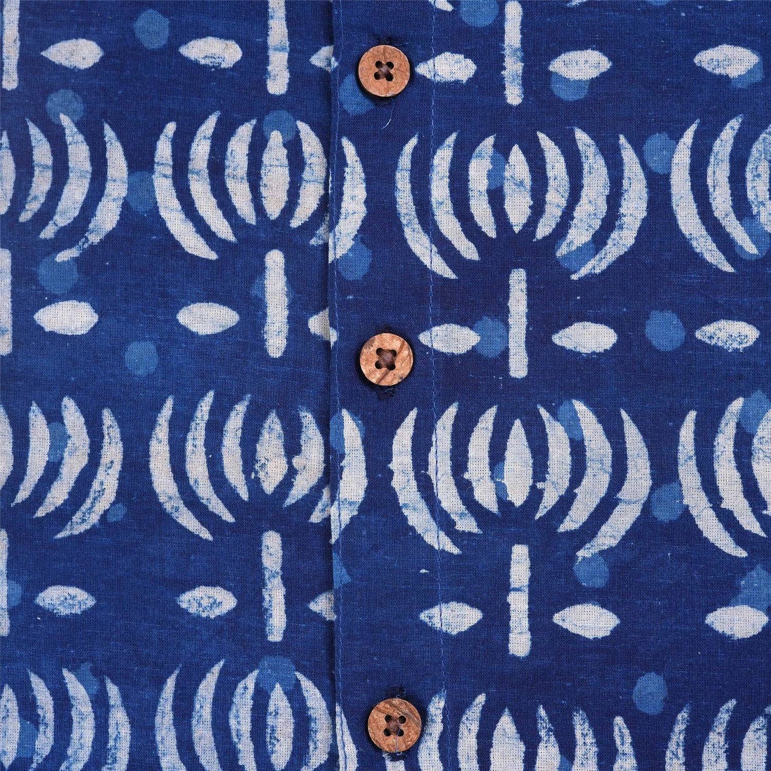 Boys Cotton Printed Shirt – Indigo Blue Abstract Motif