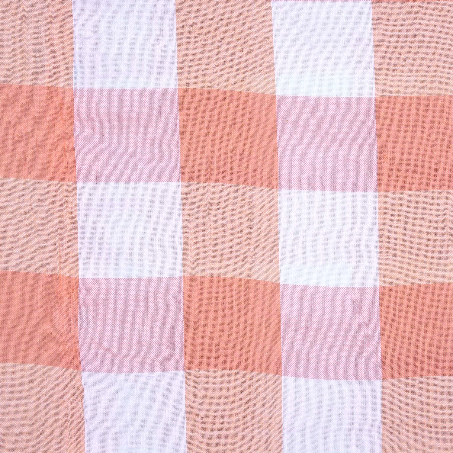 Peach Gingham Cotton Shirt – Straight Collar