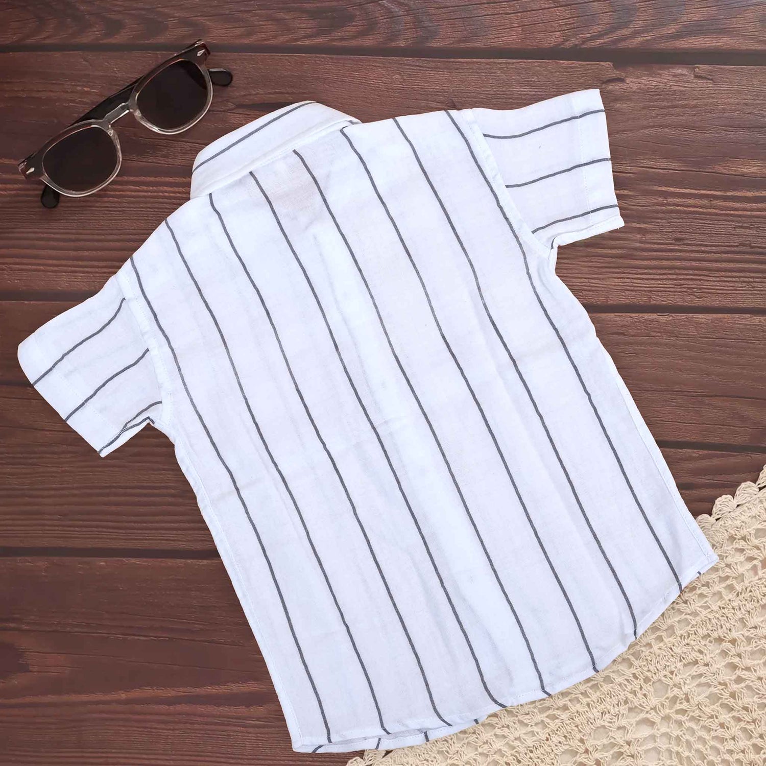 Boys Cotton Shirt – Cream Floral Block Print