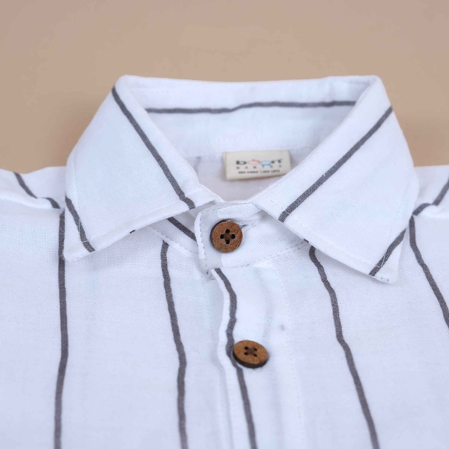 Boys Cotton Shirt – Cream Floral Block Print