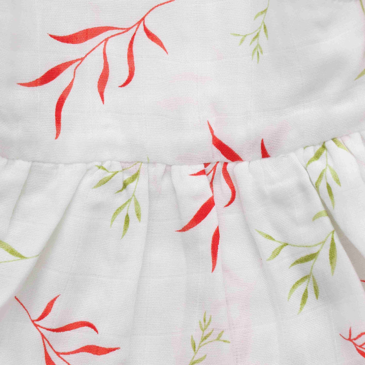 Enchanting Leaf Printed Frilled Frock for Babies - Nature's Delight Boon Babies