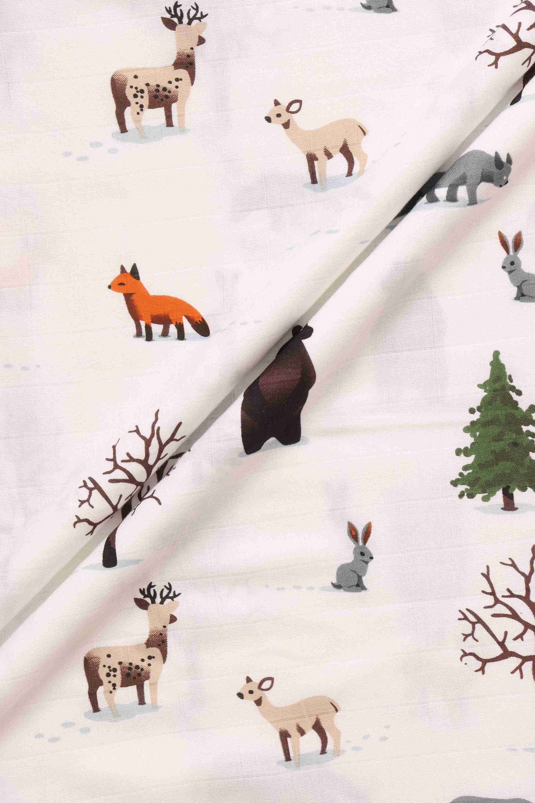 Forest Animals Print Baby Swaddle - Enchanted Comfort Boon Babies