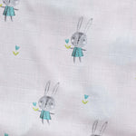 Muslin baby towel in cute bunny print. Lightweight, absorbent & ideal for daily baby care.