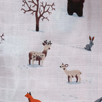 Nature-themed baby towel in soft muslin. Lightweight and gentle for newborn care.