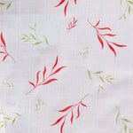 Soft muslin baby towel with red & green leaf print. 70x70 cm. Gentle on skin, perfect for newborn care.