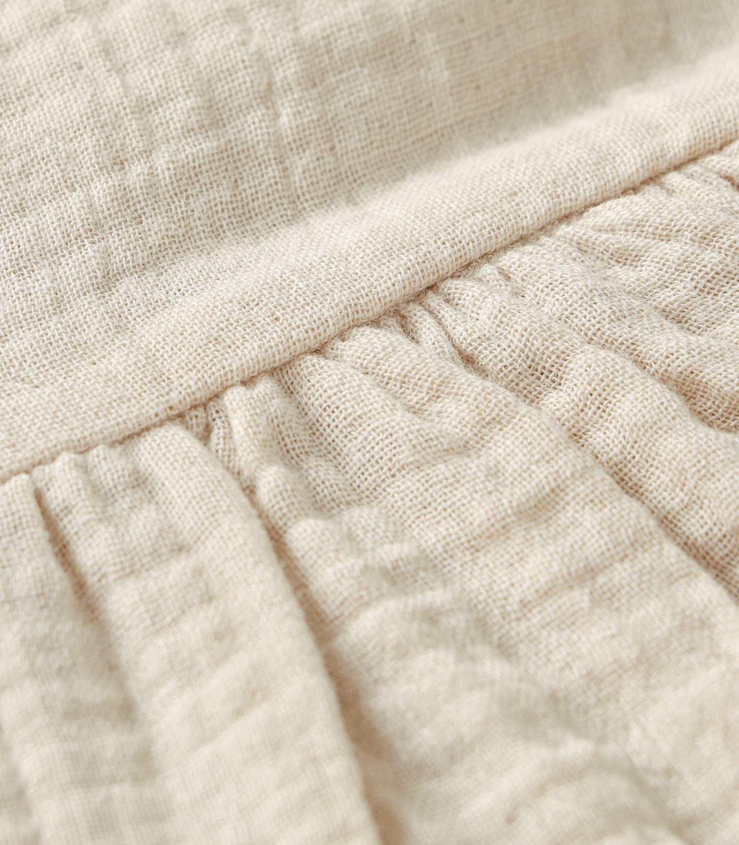 Beige Cream Crinkled Muslin Sleeveless Baby Frock