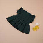 Dark Green Muslin Baby Frock with Wooden Buttons – Soft & Stylish Boon Babies