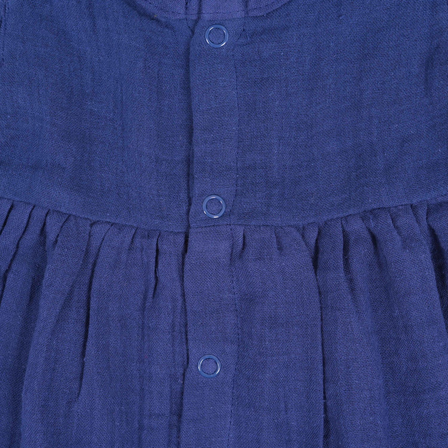 Deep Blue Crinkled Muslin Baby Frock – Soft, Stylish & Skin-Friendly