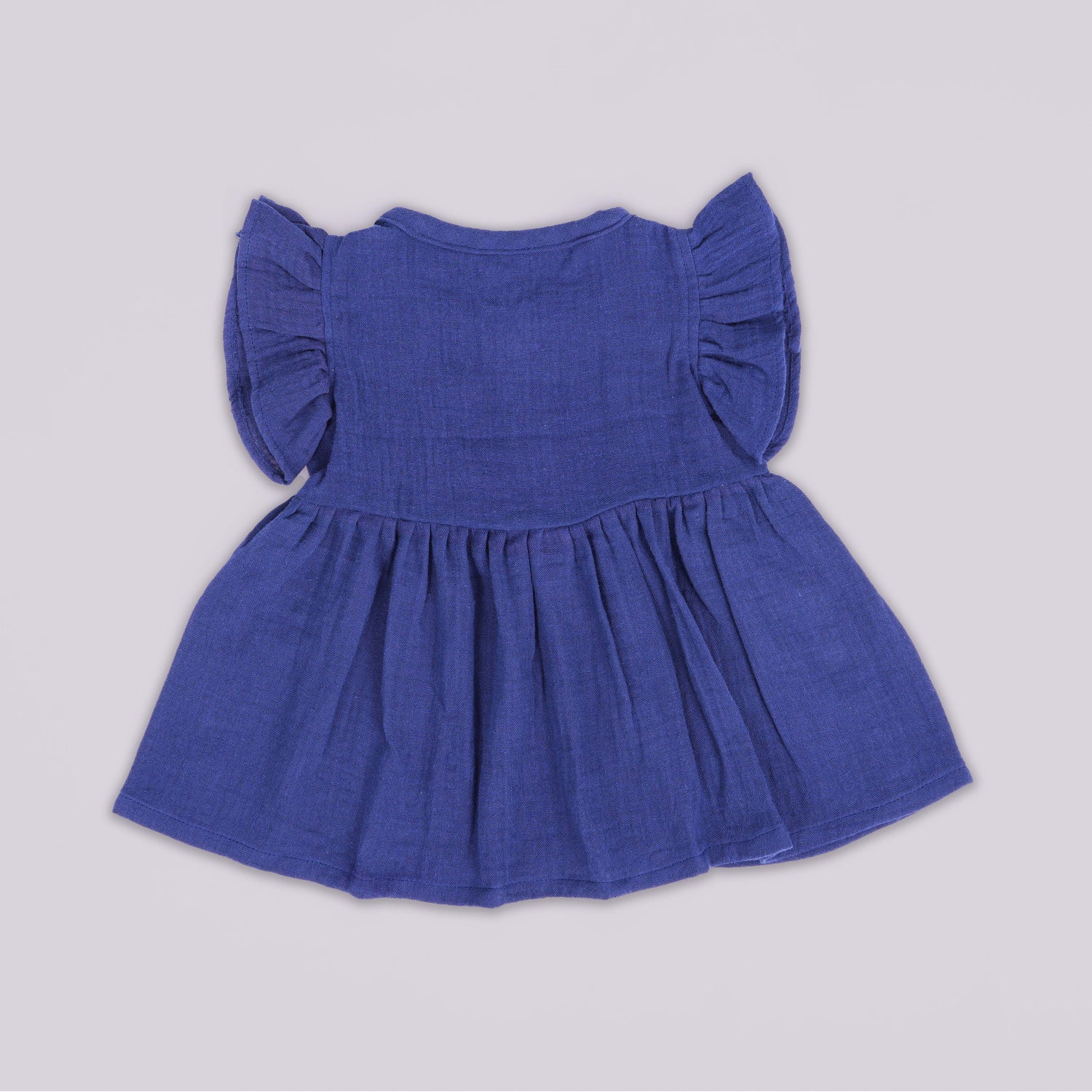 Deep Blue Crinkled Muslin Baby Frock – Soft, Stylish & Skin-Friendly