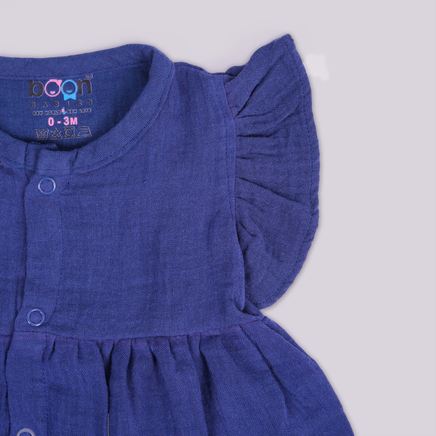 Deep Blue Crinkled Muslin Baby Frock – Soft, Stylish & Skin-Friendly