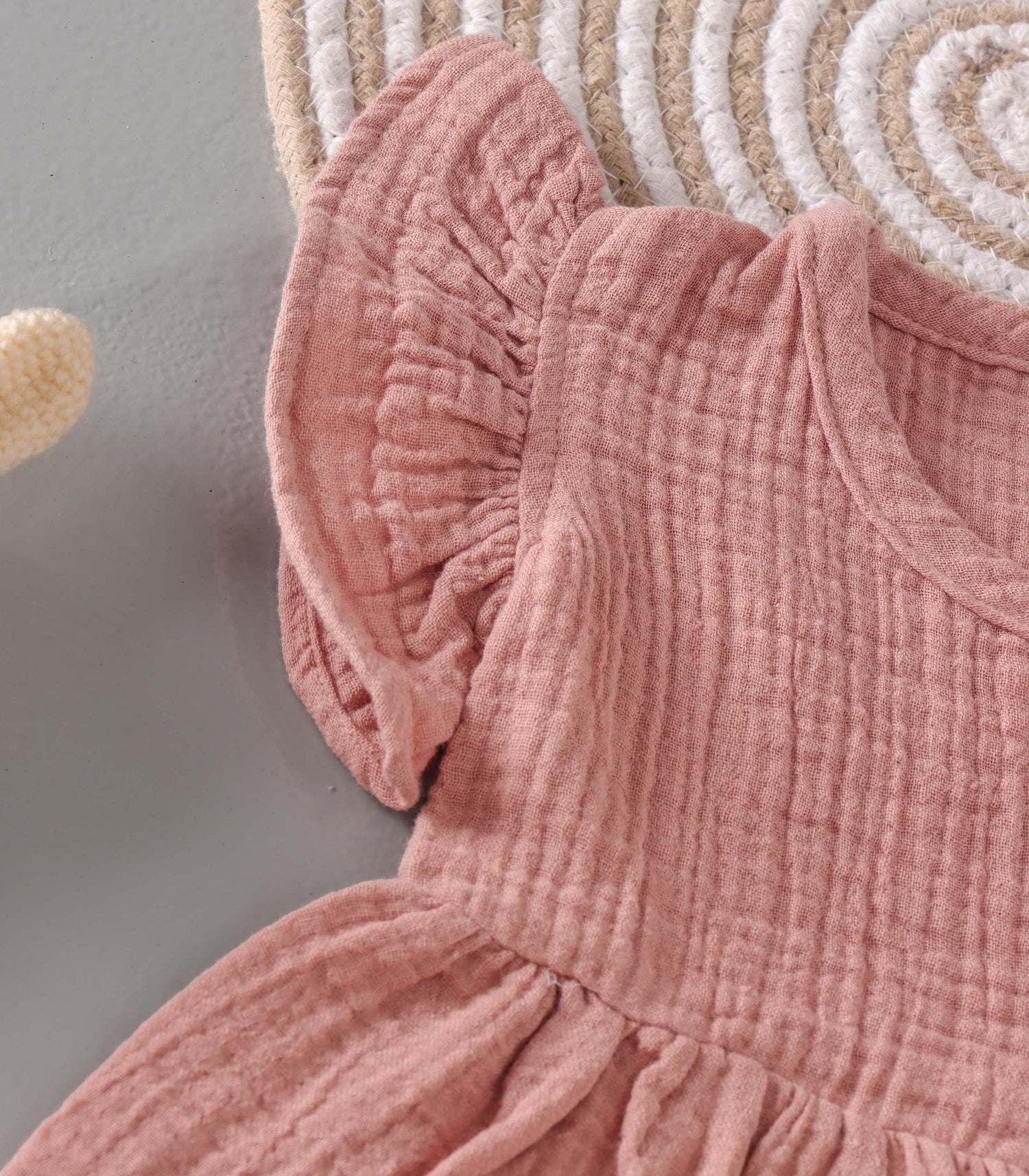 Dusty Rose Crinkled Muslin Frill Frock