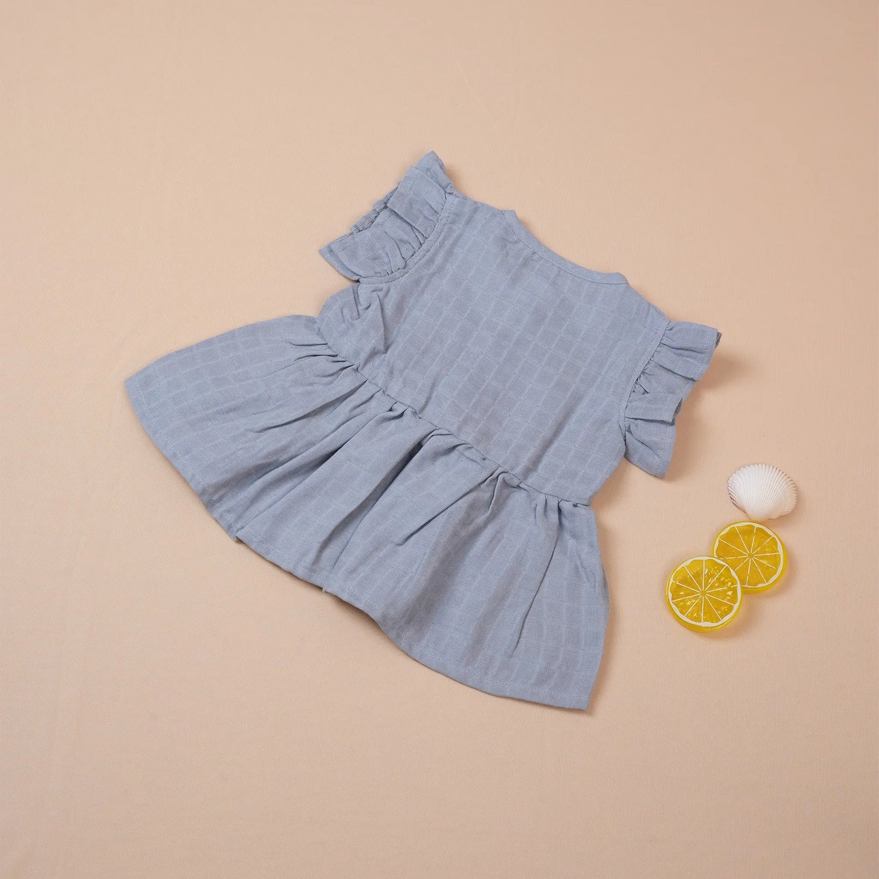 Baby Muslin Frock with Wooden Buttons – Soft & Breathable Boon Babies