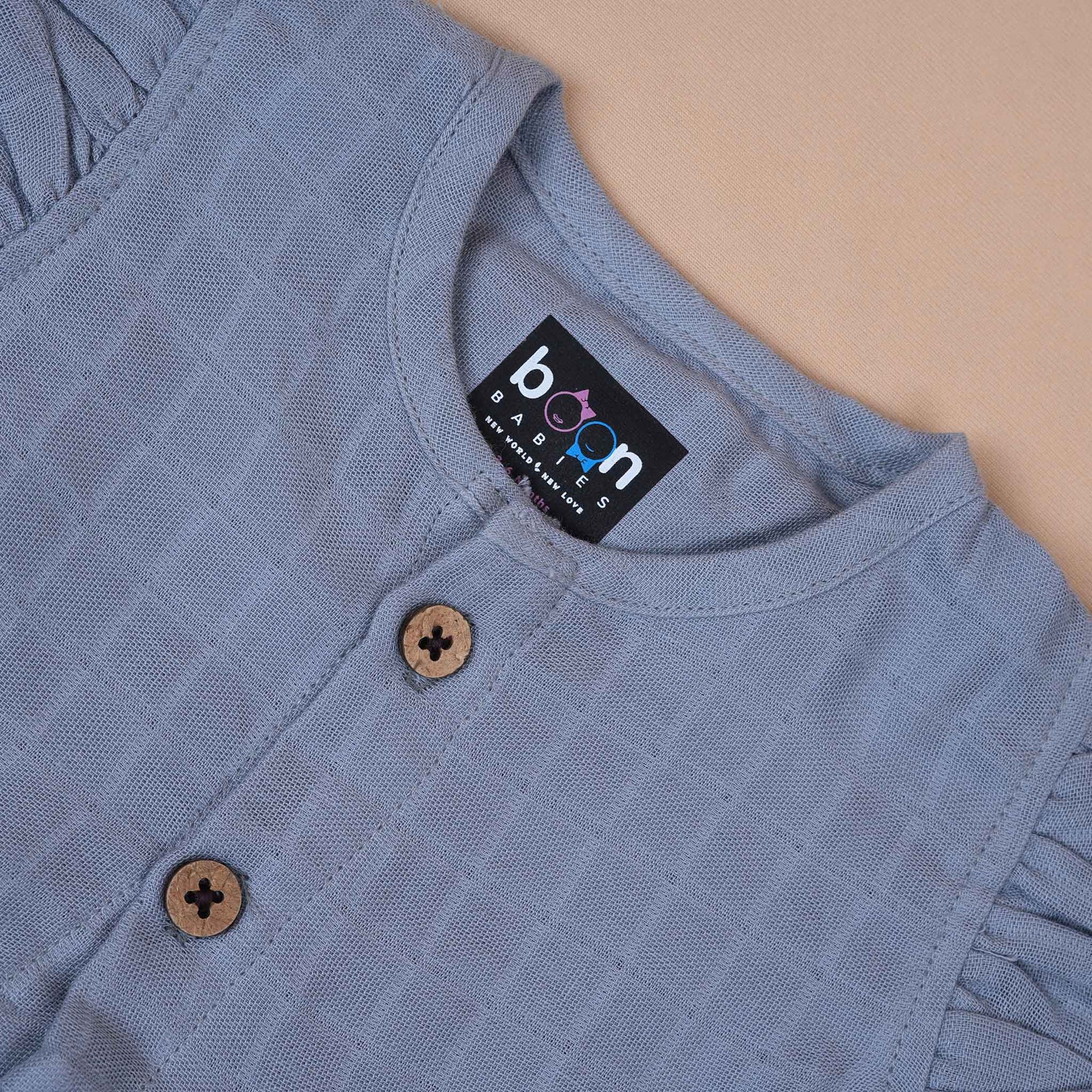 Baby Muslin Frock with Wooden Buttons – Soft & Breathable Boon Babies