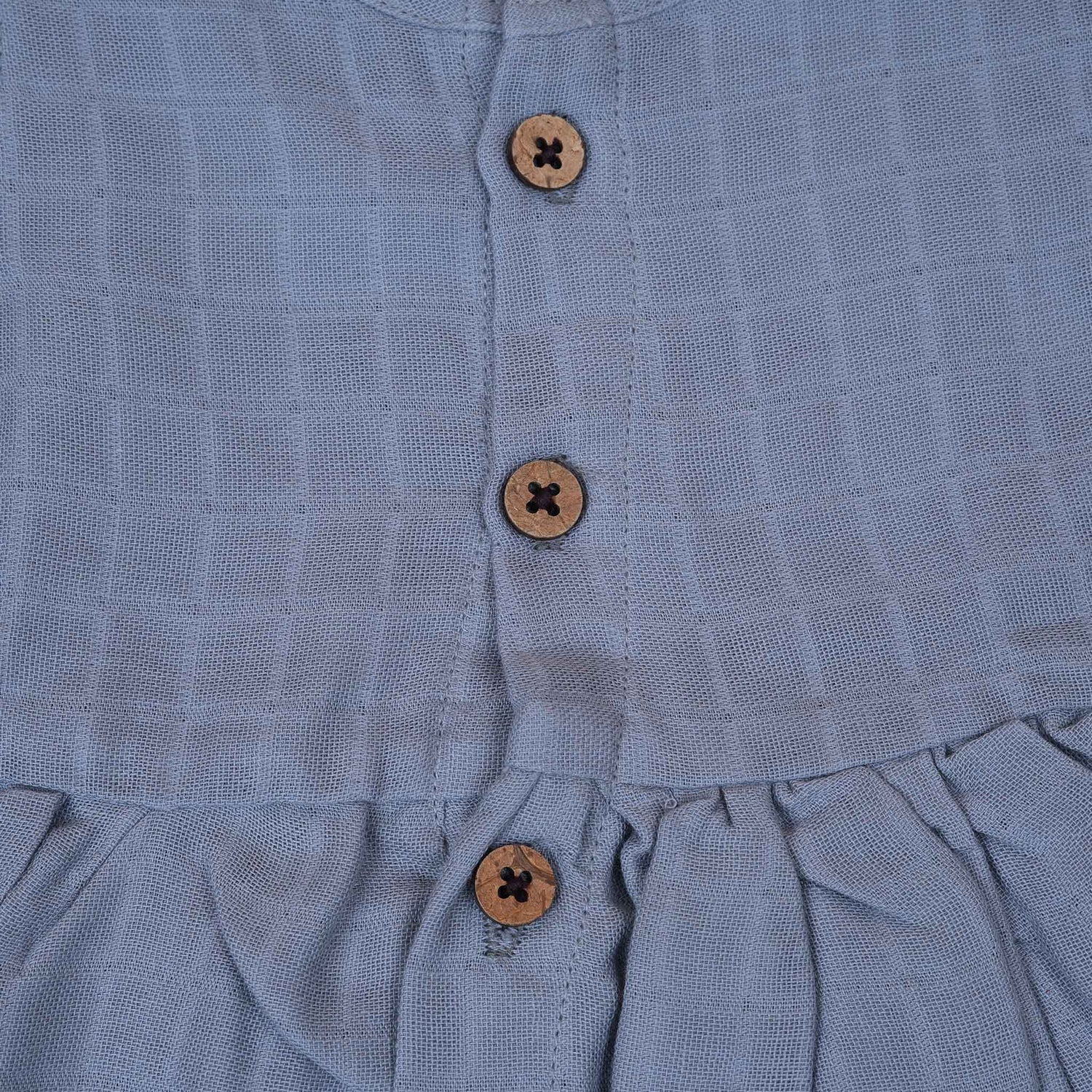 Baby Muslin Frock with Wooden Buttons – Soft & Breathable Boon Babies